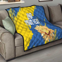 Custom Ukraine Independence Day Quilt Dove Of Peace With Grunge Pattern - Wonder Print Shop