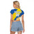 Custom Ukraine Independence Day Raglan Cropped T Shirt Dove Of Peace With Grunge Pattern - Wonder Print Shop