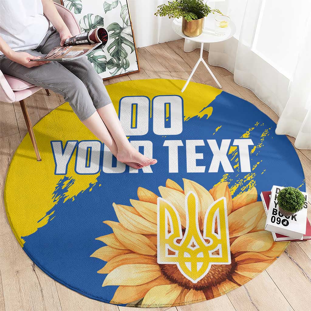 Custom Ukraine Independence Day Round Carpet Dove Of Peace With Grunge Pattern