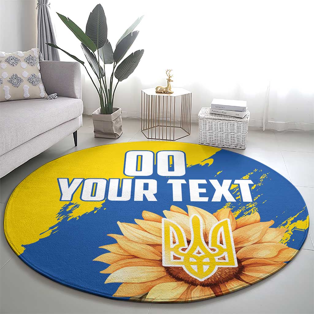 Custom Ukraine Independence Day Round Carpet Dove Of Peace With Grunge Pattern