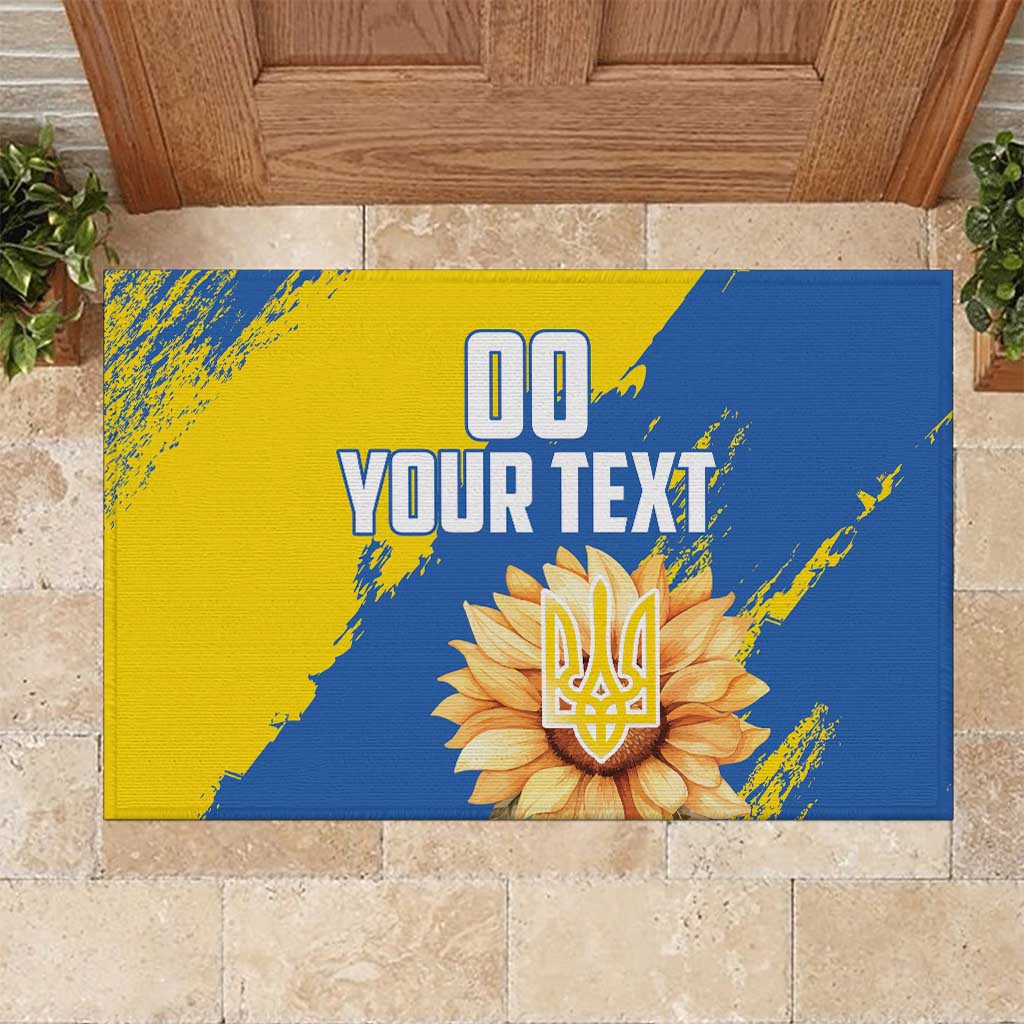 Custom Ukraine Independence Day Rubber Doormat Dove Of Peace With Grunge Pattern - Wonder Print Shop