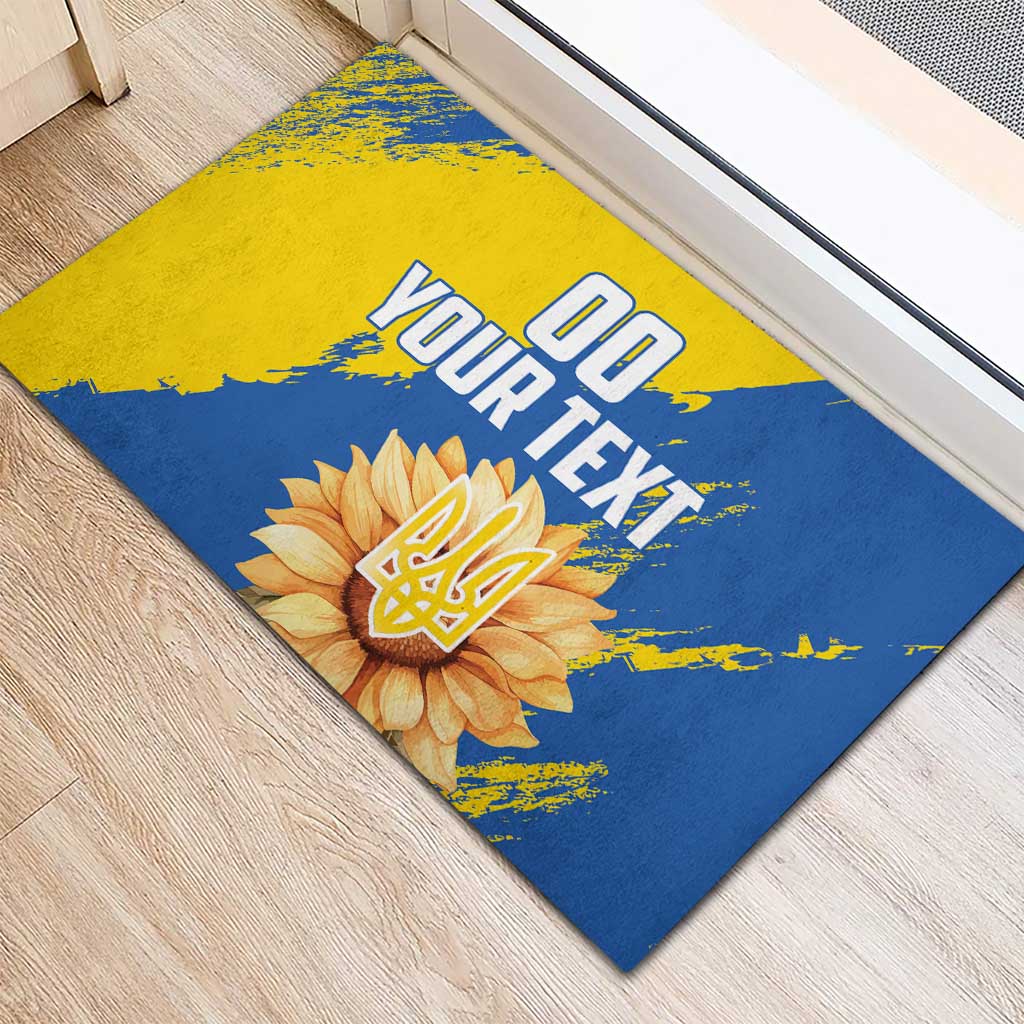 Custom Ukraine Independence Day Rubber Doormat Dove Of Peace With Grunge Pattern - Wonder Print Shop