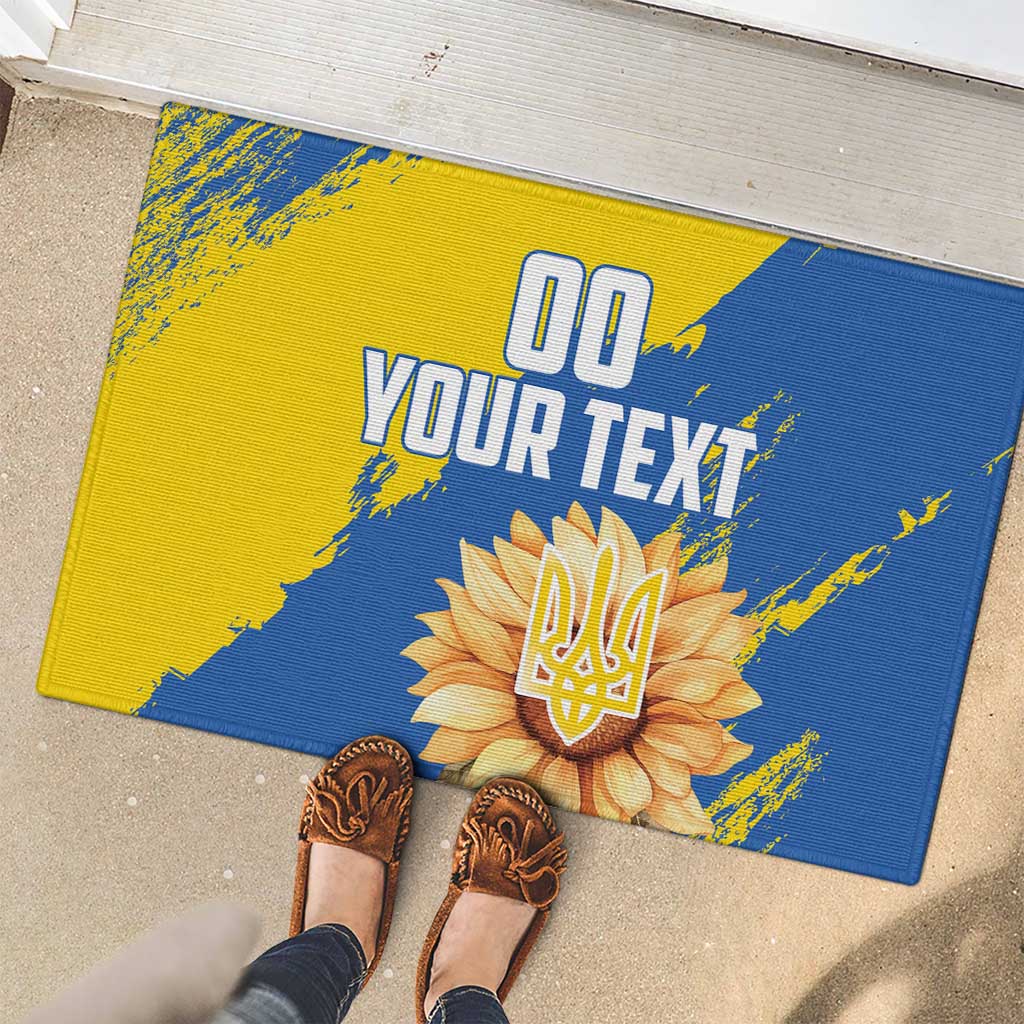 Custom Ukraine Independence Day Rubber Doormat Dove Of Peace With Grunge Pattern - Wonder Print Shop