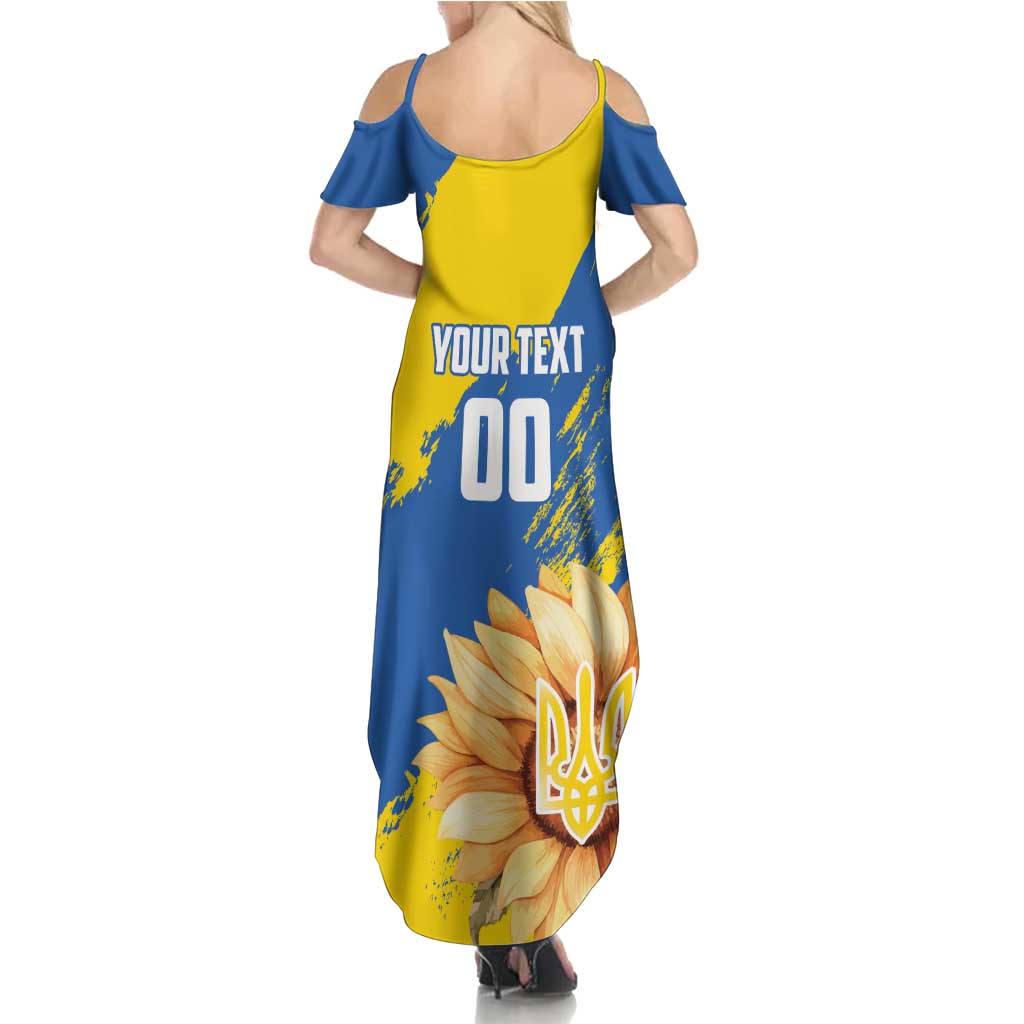 Custom Ukraine Independence Day Summer Maxi Dress Dove Of Peace With Grunge Pattern - Wonder Print Shop