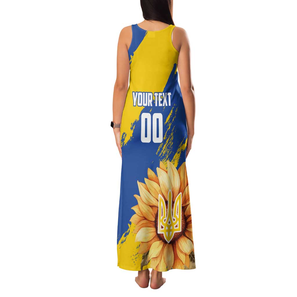 Custom Ukraine Independence Day Tank Maxi Dress Dove Of Peace With Grunge Pattern - Wonder Print Shop