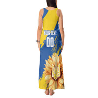 Custom Ukraine Independence Day Tank Maxi Dress Dove Of Peace With Grunge Pattern - Wonder Print Shop