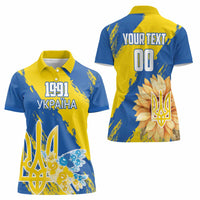 Custom Ukraine Independence Day Women Polo Shirt Dove Of Peace With Grunge Pattern - Wonder Print Shop