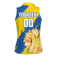 Custom Ukraine Independence Day Women Sleeveless Polo Shirt Dove Of Peace With Grunge Pattern - Wonder Print Shop