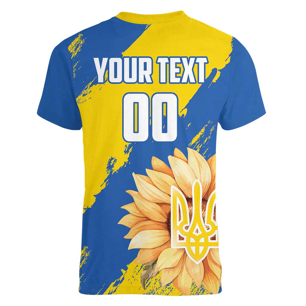 Custom Ukraine Independence Day Women V-Neck T-Shirt Dove Of Peace With Grunge Pattern - Wonder Print Shop