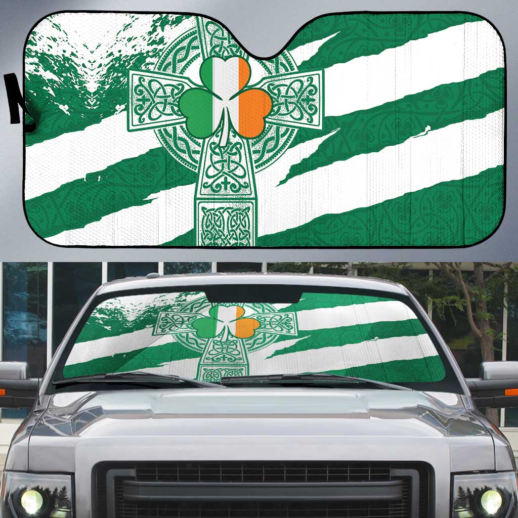 Ireland Celtic Cross Auto Sun Shade Irish Flag Shamrock - Wonder Print Shop