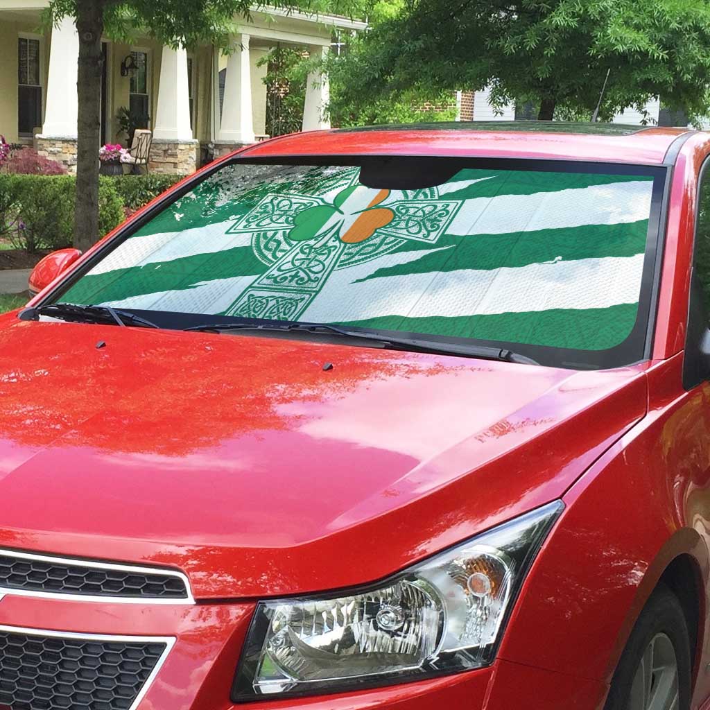 Ireland Celtic Cross Auto Sun Shade Irish Flag Shamrock - Wonder Print Shop