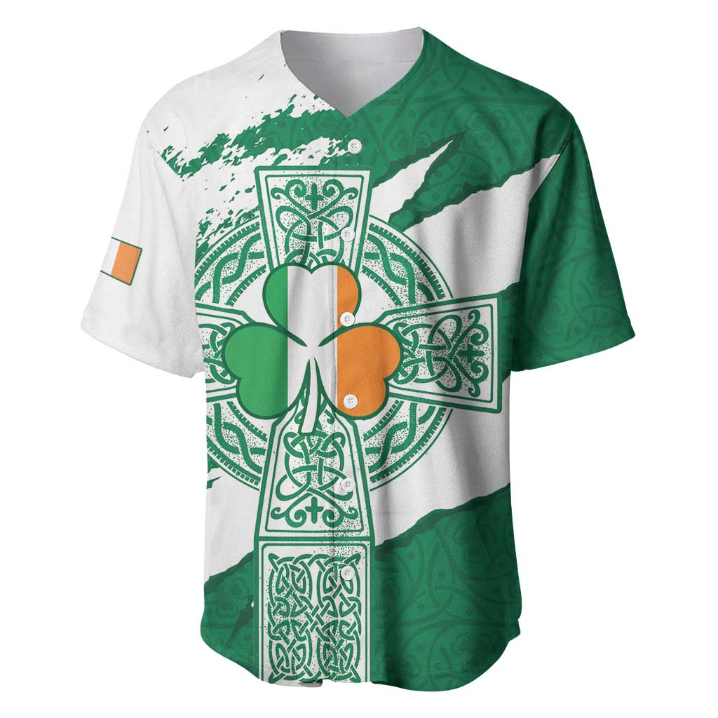 Ireland Celtic Cross Baseball Jersey Irish Flag Shamrock - Wonder Print Shop