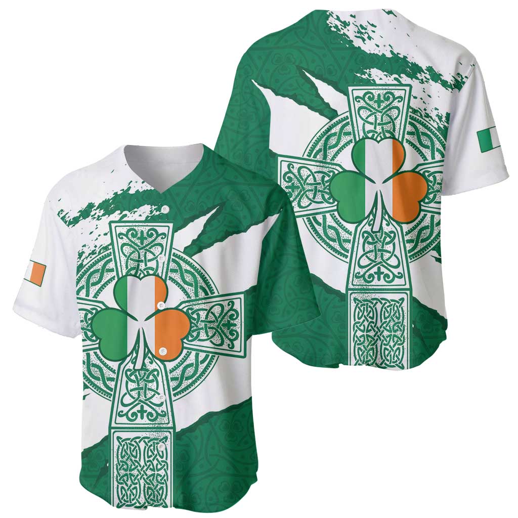 Ireland Celtic Cross Baseball Jersey Irish Flag Shamrock - Wonder Print Shop