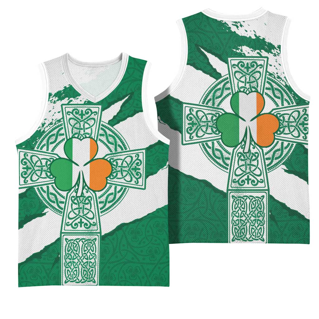 Ireland Celtic Cross Basketball Jersey Irish Flag Shamrock - Wonder Print Shop