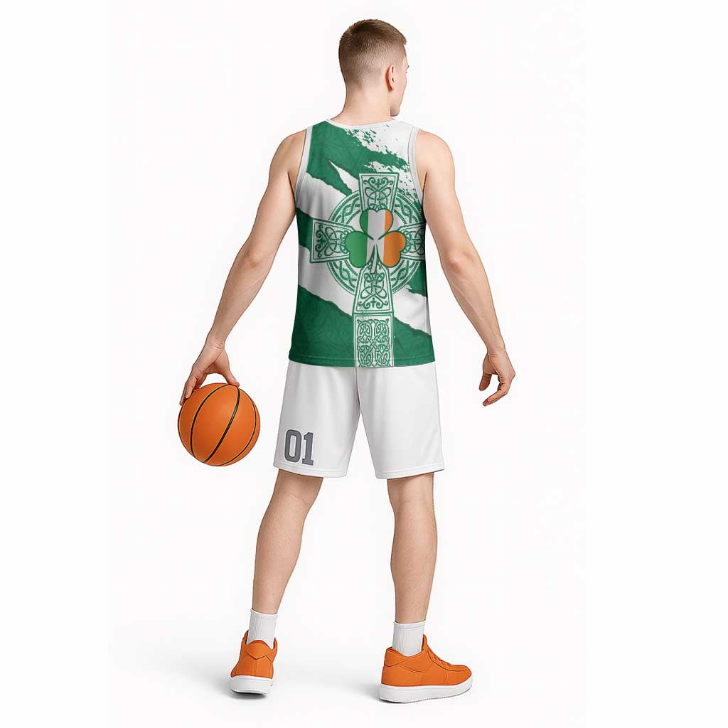Ireland Celtic Cross Basketball Jersey Irish Flag Shamrock - Wonder Print Shop
