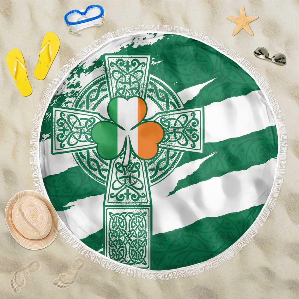 Ireland Celtic Cross Beach Blanket Irish Flag Shamrock - Wonder Print Shop