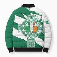 Ireland Celtic Cross Bomber Puffer Jacket Irish Flag Shamrock - Wonder Print Shop