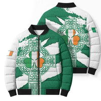 Ireland Celtic Cross Bomber Puffer Jacket Irish Flag Shamrock - Wonder Print Shop