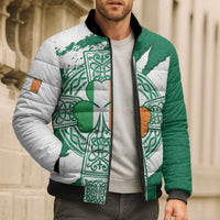 Ireland Celtic Cross Bomber Puffer Jacket Irish Flag Shamrock - Wonder Print Shop