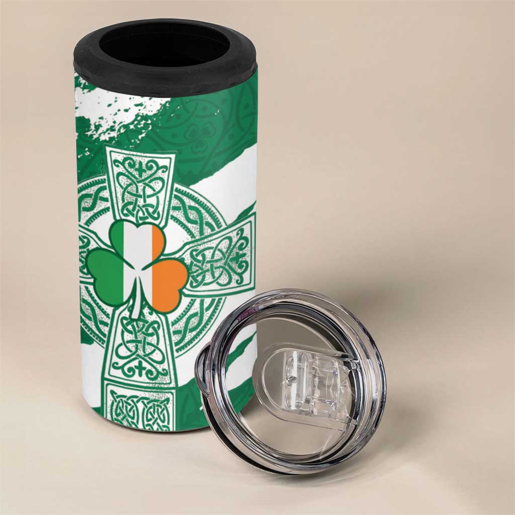 Ireland Celtic Cross 4 in 1 Can Cooler Tumbler Irish Flag Shamrock - Wonder Print Shop
