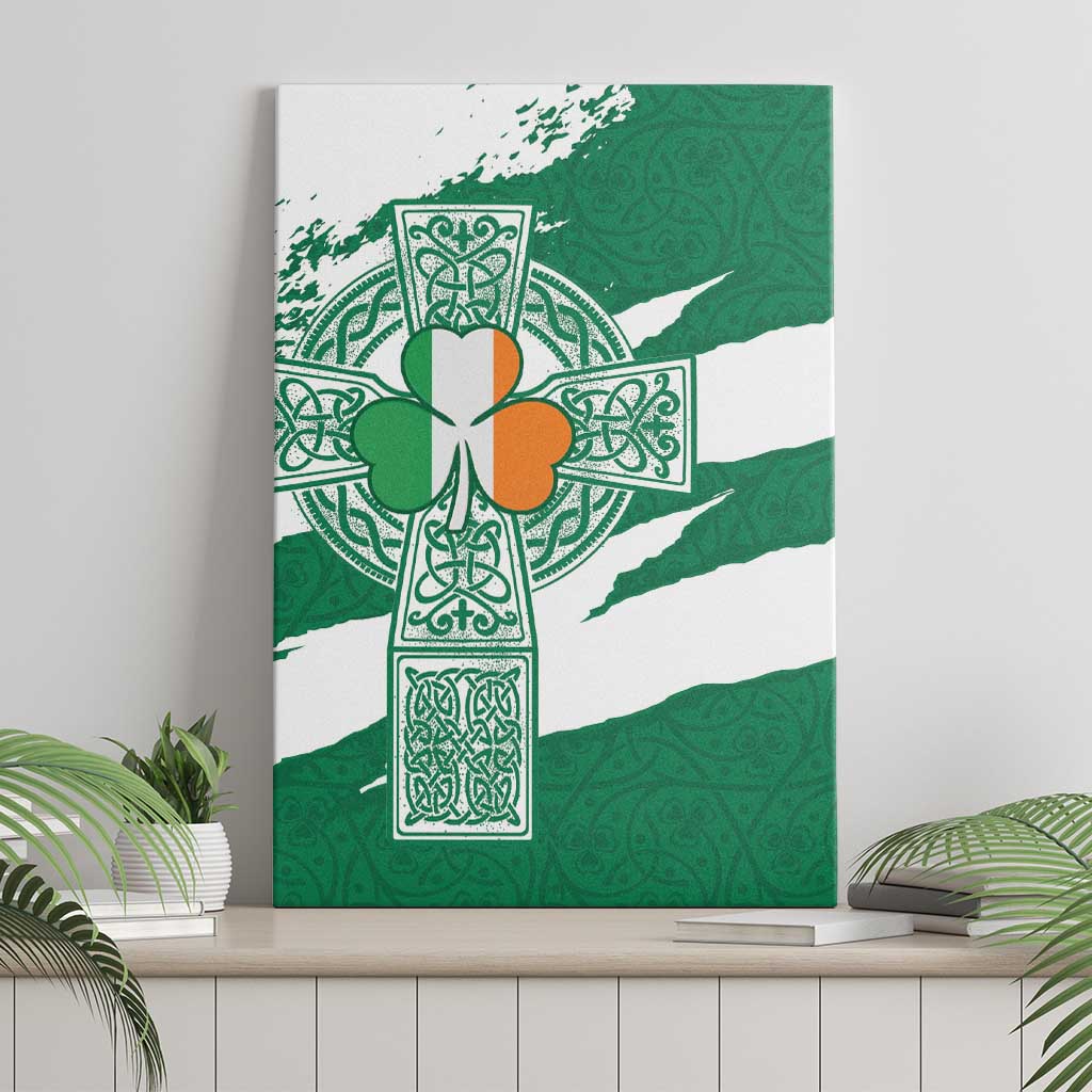 Ireland Celtic Cross Canvas Wall Art Irish Flag Shamrock - Wonder Print Shop