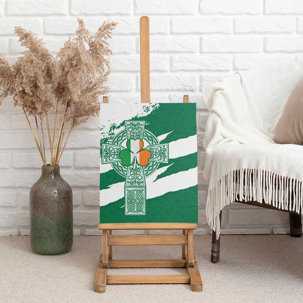 Ireland Celtic Cross Canvas Wall Art Irish Flag Shamrock - Wonder Print Shop