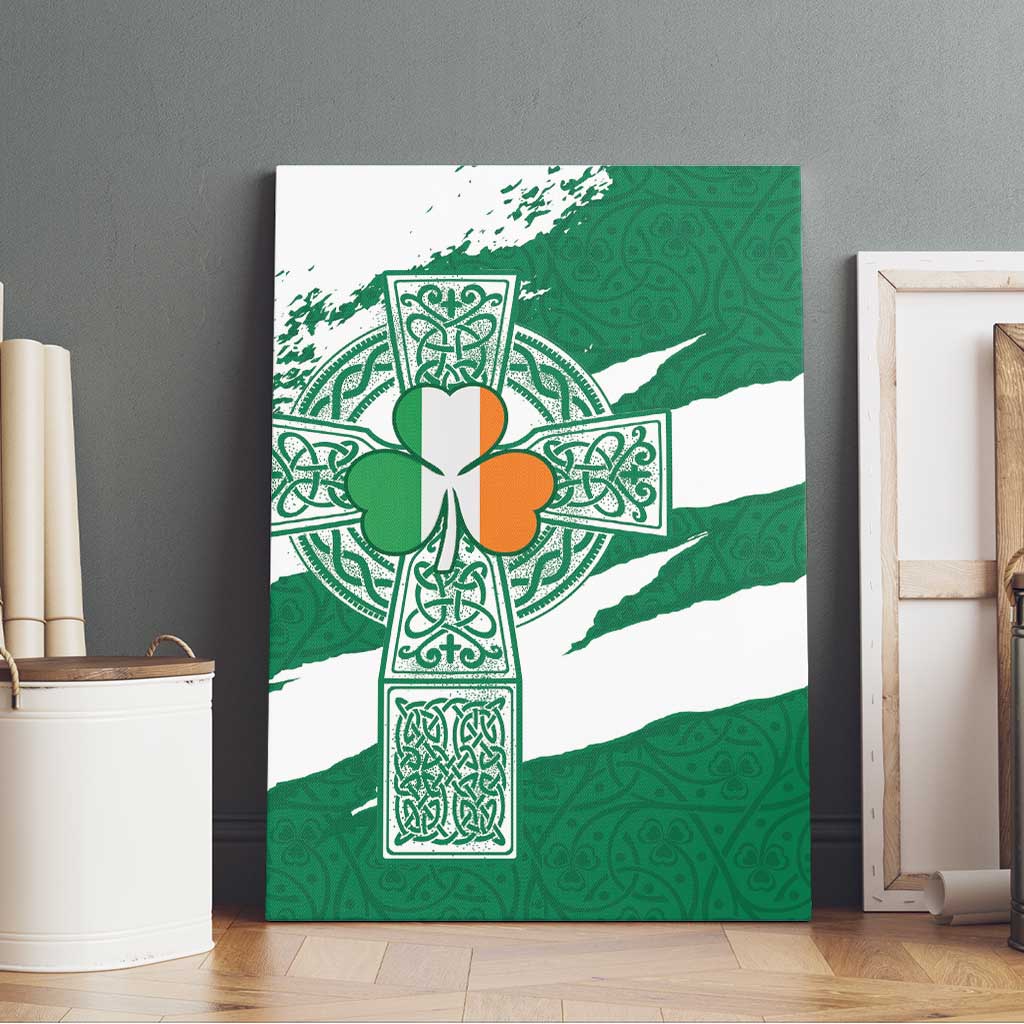 Ireland Celtic Cross Canvas Wall Art Irish Flag Shamrock - Wonder Print Shop