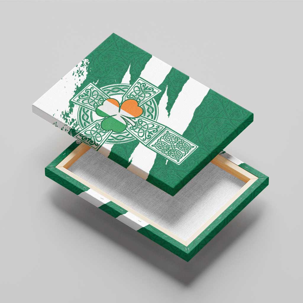 Ireland Celtic Cross Canvas Wall Art Irish Flag Shamrock - Wonder Print Shop