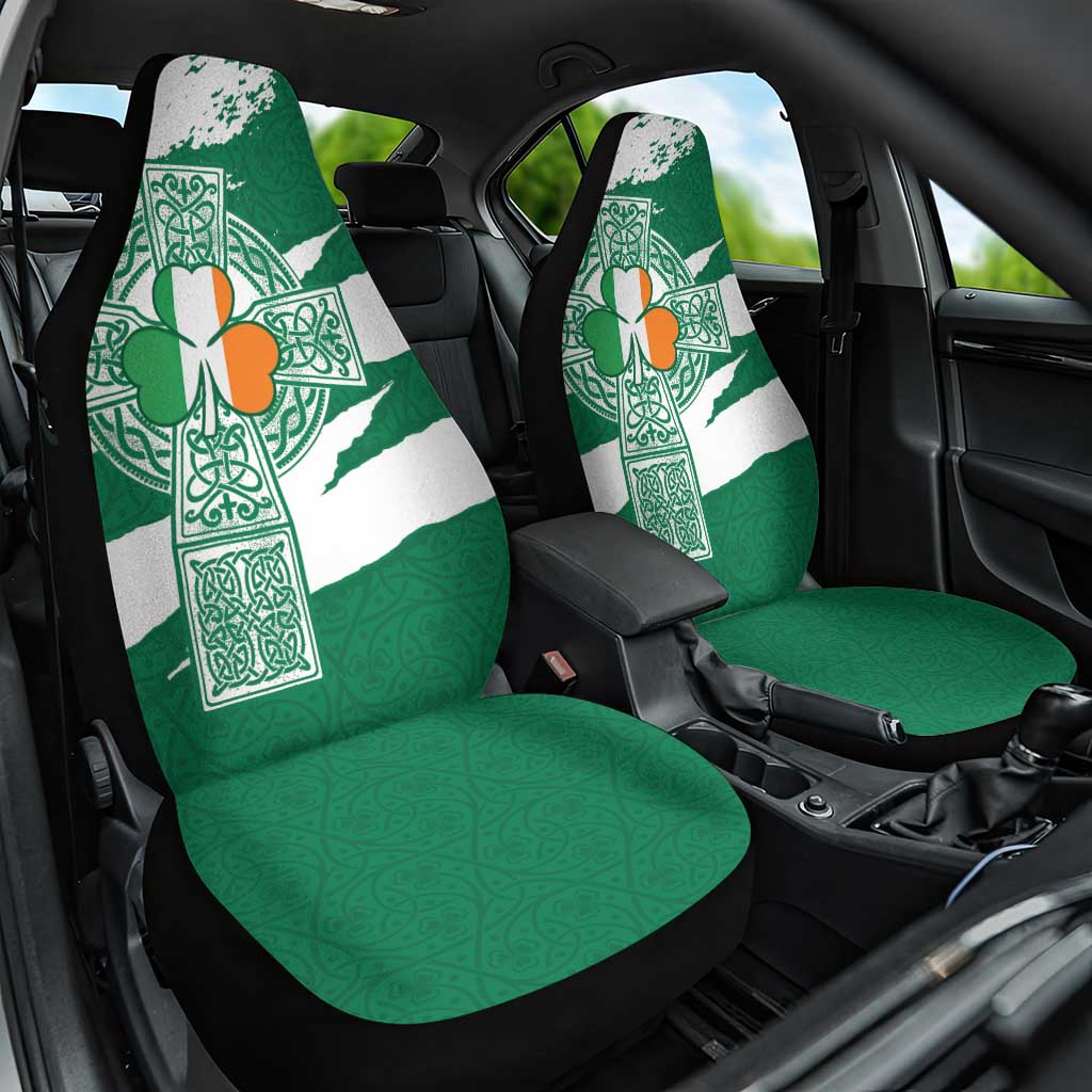 Ireland Celtic Cross Car Seat Cover Irish Flag Shamrock - Wonder Print Shop
