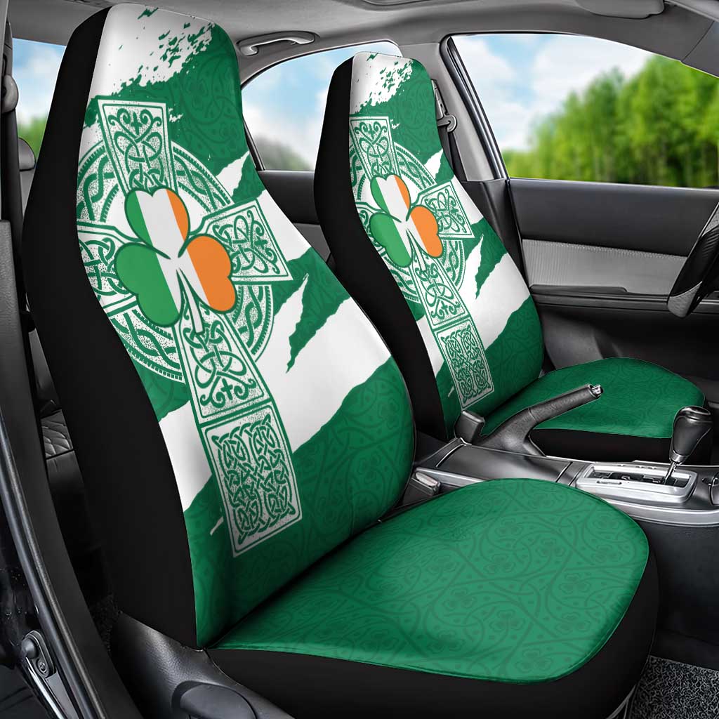 Ireland Celtic Cross Car Seat Cover Irish Flag Shamrock - Wonder Print Shop