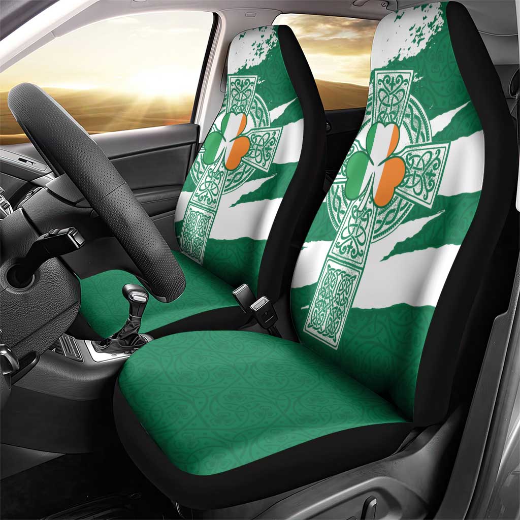 Ireland Celtic Cross Car Seat Cover Irish Flag Shamrock - Wonder Print Shop