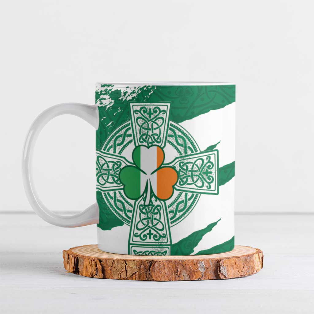 Ireland Celtic Cross Ceramic Mug Irish Flag Shamrock - Wonder Print Shop