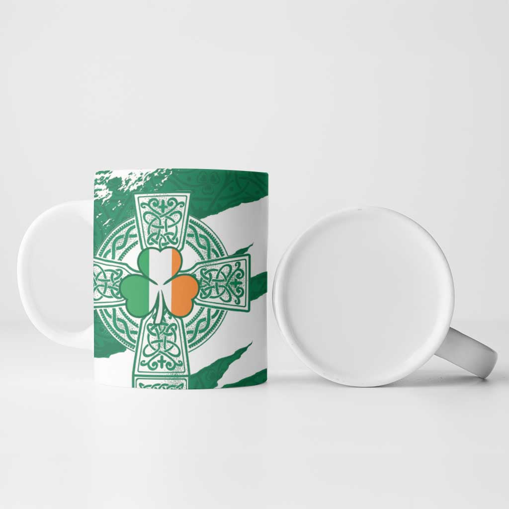 Ireland Celtic Cross Ceramic Mug Irish Flag Shamrock - Wonder Print Shop