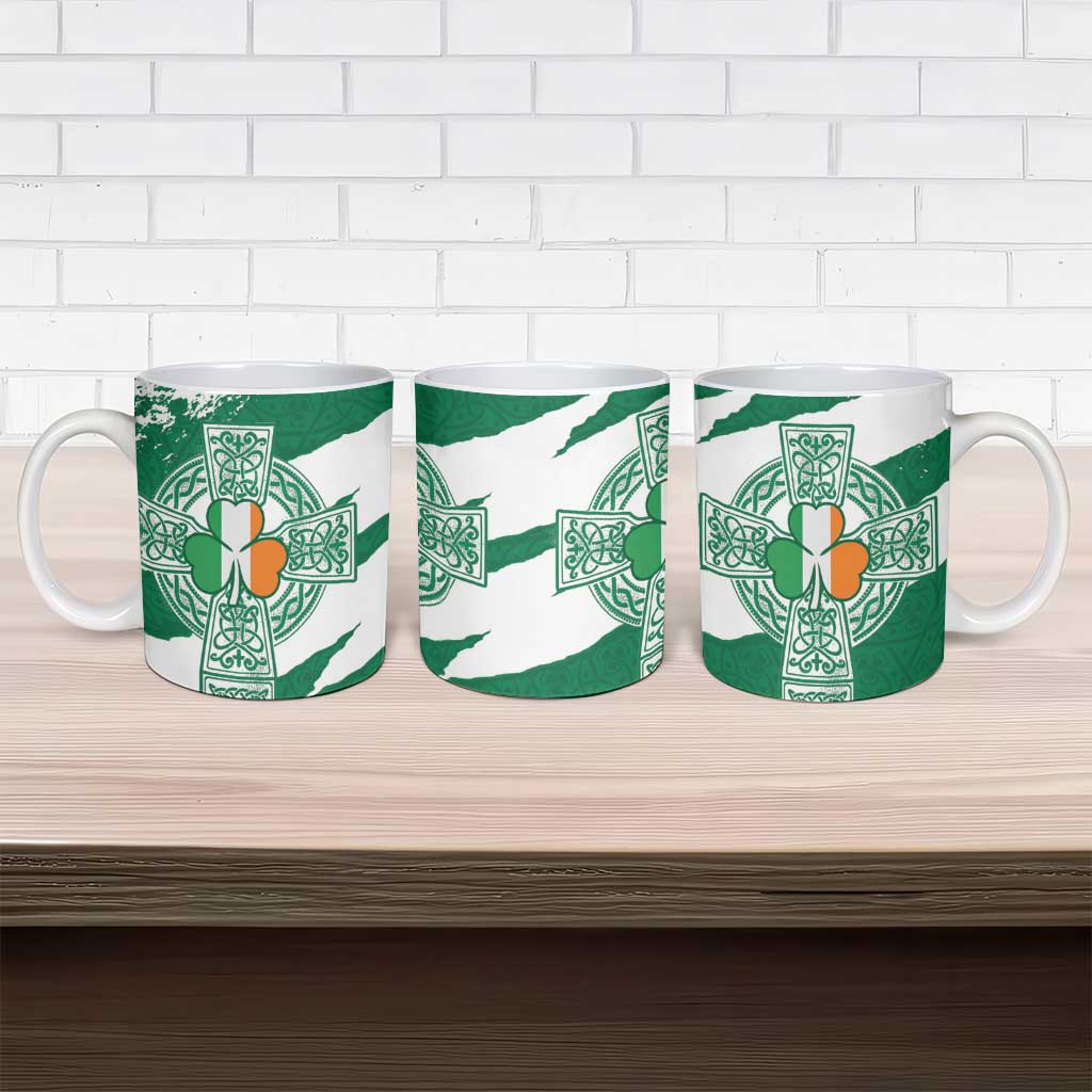 Ireland Celtic Cross Ceramic Mug Irish Flag Shamrock - Wonder Print Shop