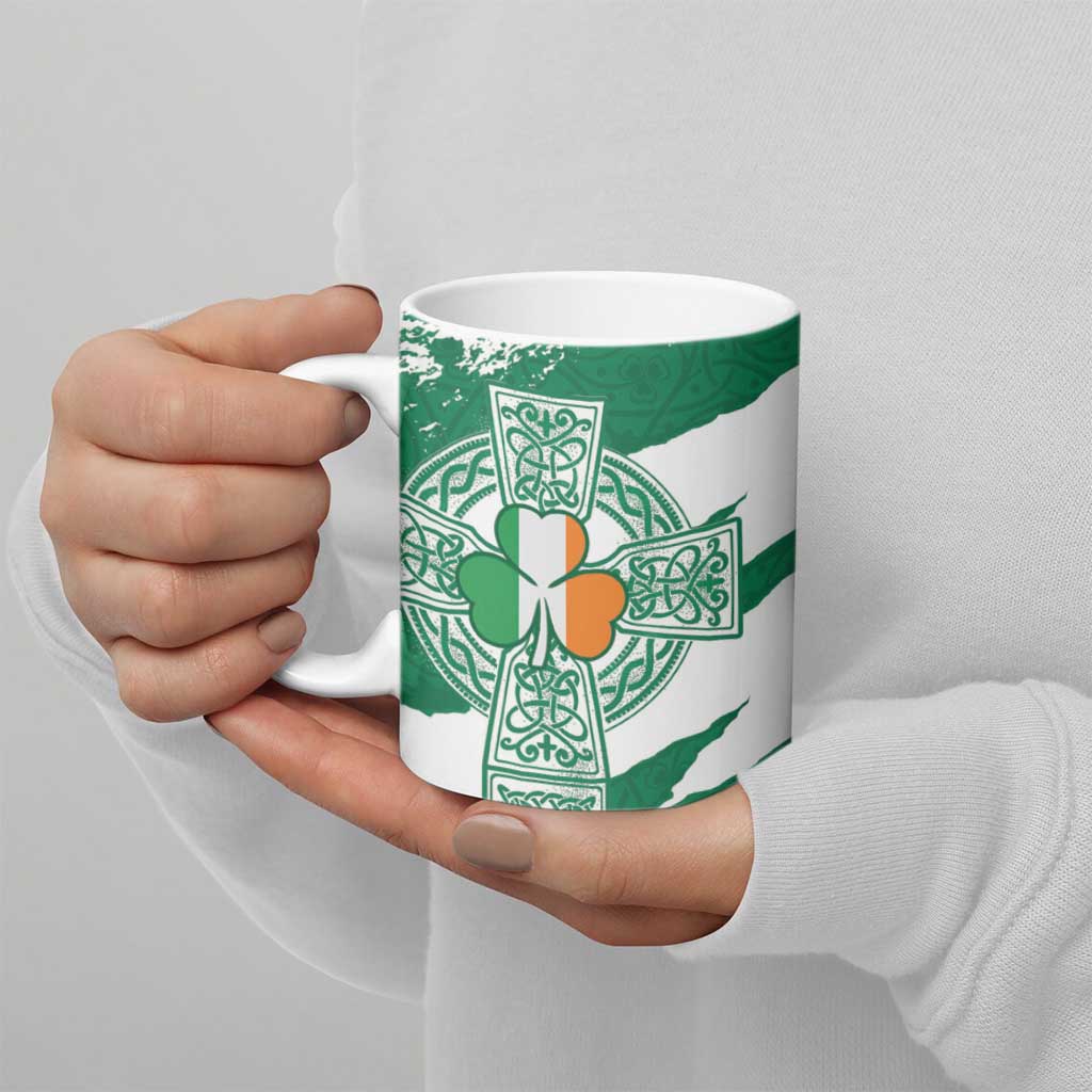Ireland Celtic Cross Ceramic Mug Irish Flag Shamrock - Wonder Print Shop