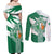 Ireland Celtic Cross Couples Matching Off Shoulder Maxi Dress and Long Sleeve Button Shirt Irish Flag Shamrock - Wonder Print Shop