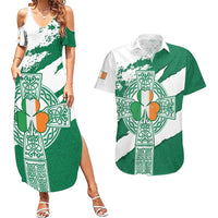 Ireland Celtic Cross Couples Matching Summer Maxi Dress and Hawaiian Shirt Irish Flag Shamrock - Wonder Print Shop