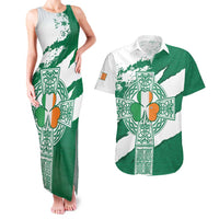 Ireland Celtic Cross Couples Matching Tank Maxi Dress and Hawaiian Shirt Irish Flag Shamrock - Wonder Print Shop