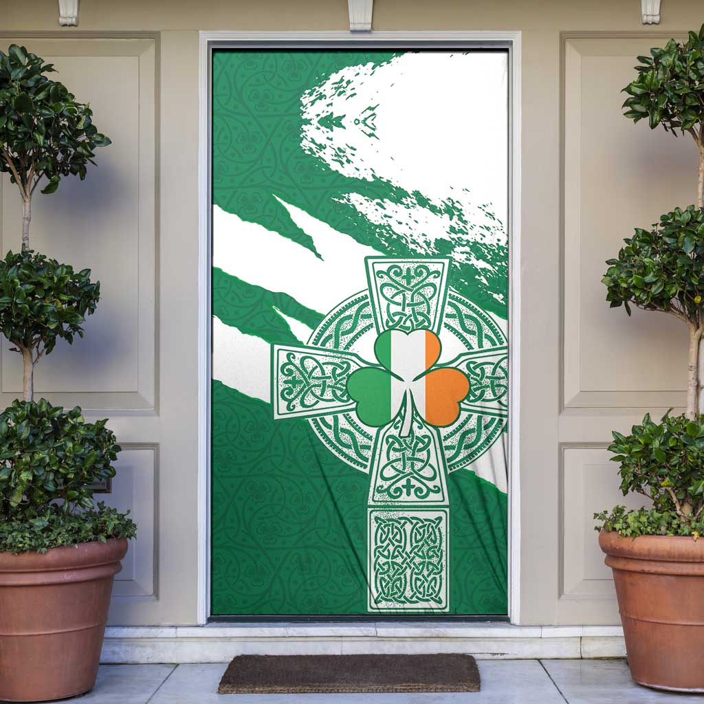 Ireland Celtic Cross Door Cover Irish Flag Shamrock - Wonder Print Shop