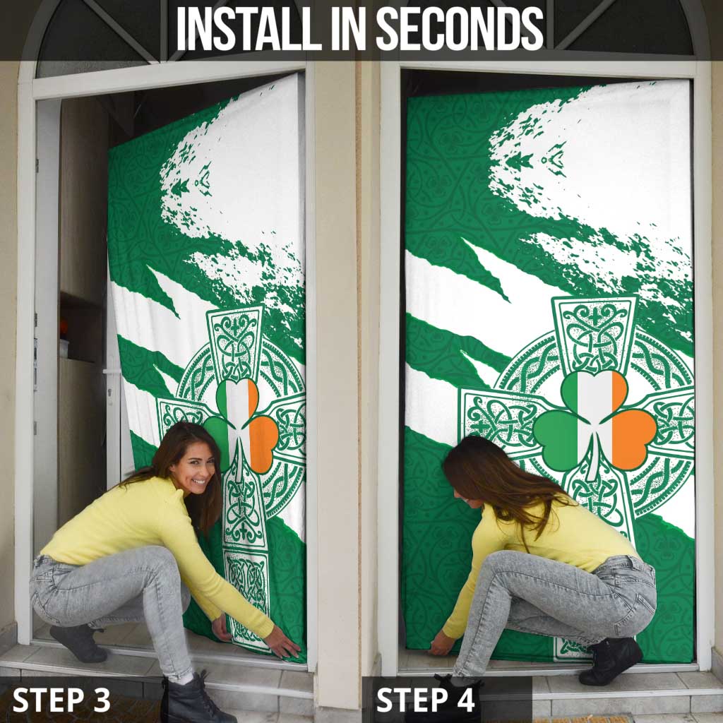 Ireland Celtic Cross Door Cover Irish Flag Shamrock - Wonder Print Shop