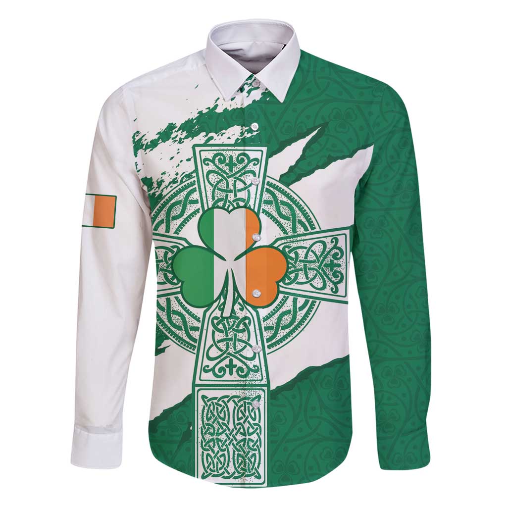 Ireland Celtic Cross Family Matching Off Shoulder Maxi Dress and Hawaiian Shirt Irish Flag Shamrock - Wonder Print Shop