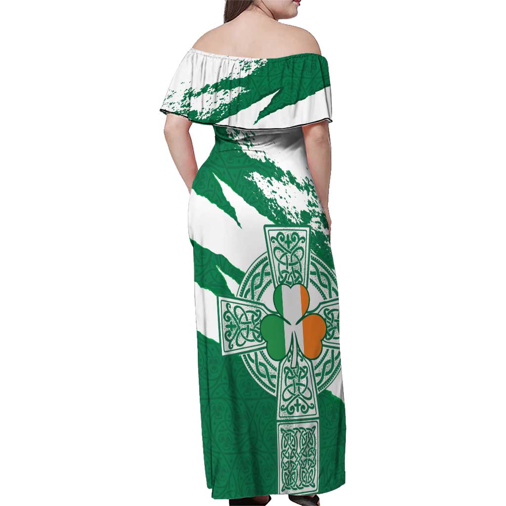 Ireland Celtic Cross Family Matching Off Shoulder Maxi Dress and Hawaiian Shirt Irish Flag Shamrock - Wonder Print Shop
