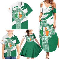 Ireland Celtic Cross Family Matching Summer Maxi Dress and Hawaiian Shirt Irish Flag Shamrock - Wonder Print Shop