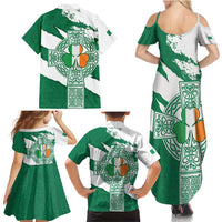 Ireland Celtic Cross Family Matching Summer Maxi Dress and Hawaiian Shirt Irish Flag Shamrock - Wonder Print Shop