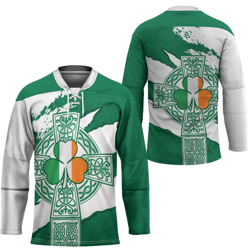 Ireland Celtic Cross Hockey Jersey Irish Flag Shamrock - Wonder Print Shop