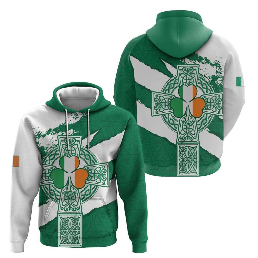 Ireland Celtic Cross Hoodie Irish Flag Shamrock - Wonder Print Shop