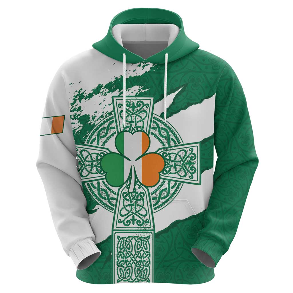 Ireland Celtic Cross Hoodie Irish Flag Shamrock - Wonder Print Shop