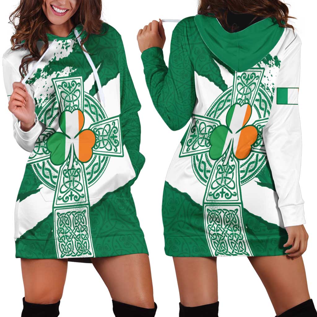 Ireland Celtic Cross Hoodie Dress Irish Flag Shamrock - Wonder Print Shop