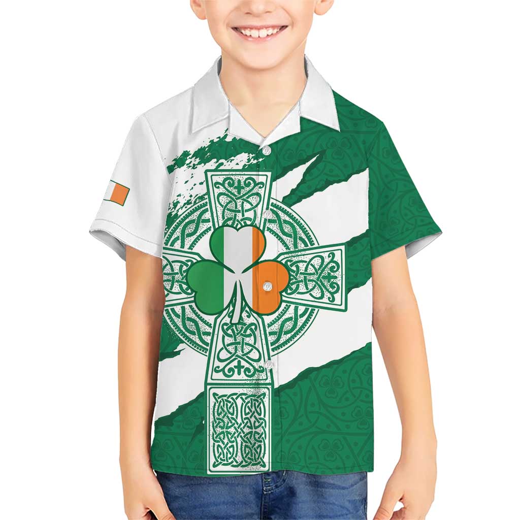 Ireland Celtic Cross Kid Hawaiian Shirt Irish Flag Shamrock - Wonder Print Shop