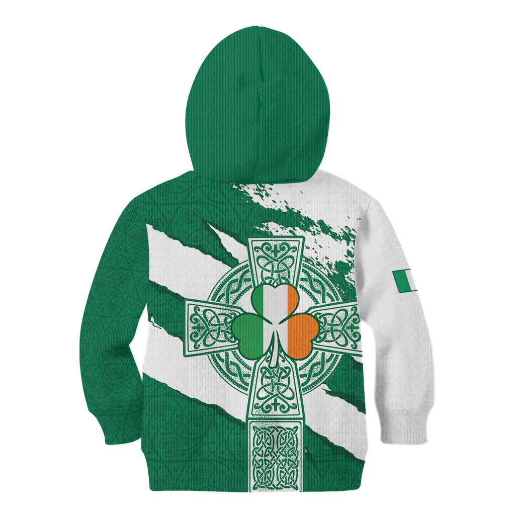 Ireland Celtic Cross Kid Hoodie Irish Flag Shamrock - Wonder Print Shop